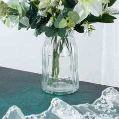 Artificial Lily & Eucalyptus Arrangement with LED Glass Vase