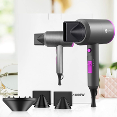 Professional 1800W Ionic Hair Dryer – Fast Drying Blow Dryer with Diffuser & Nozzles