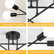 Modern 6/8-Light Black Sputnik Chandelier – Adjustable E27 Ceiling Fixture