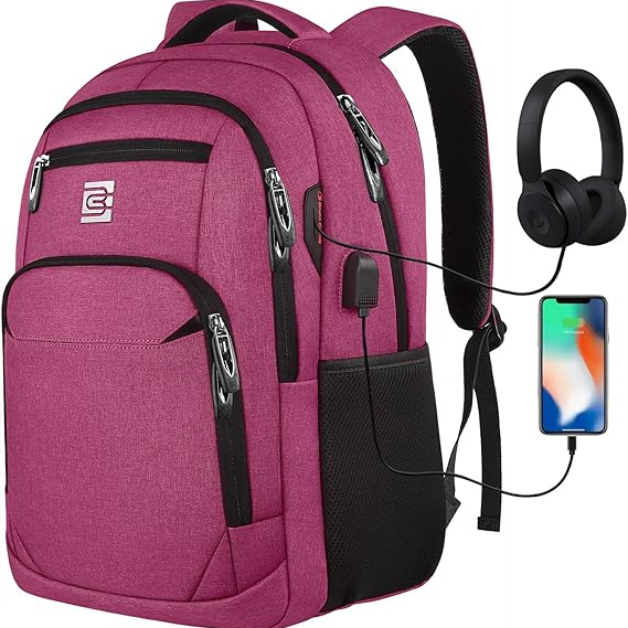 Laptop Backpack – Anti-Theft Business Rucksack with USB & Headphone Port, Travel Bag