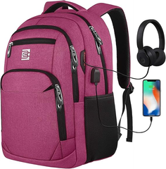 Laptop Backpack – Anti-Theft Business Rucksack with USB & Headphone Port, Travel Bag