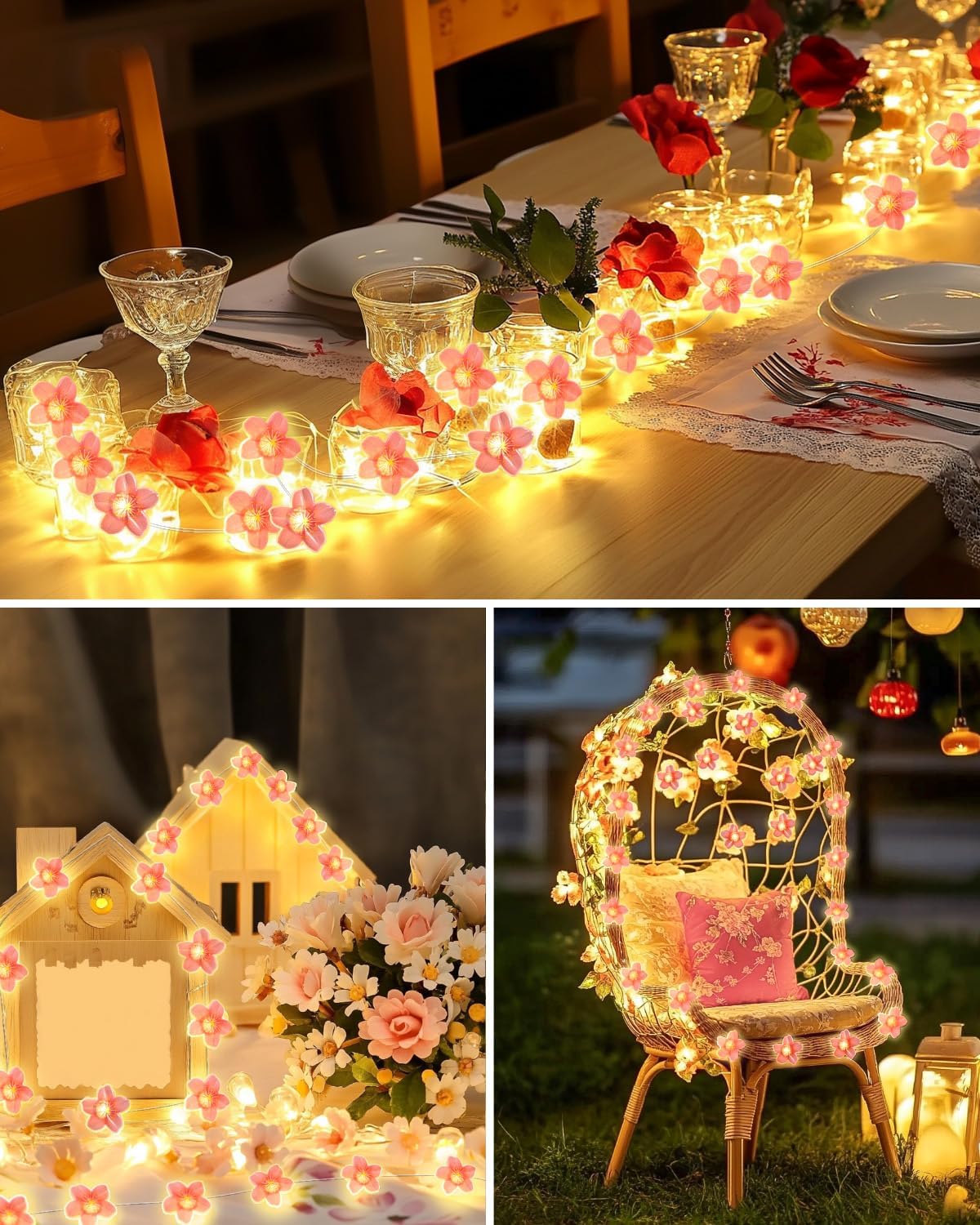 2M Pink Cherry Blossom Flower Fairy String Lights