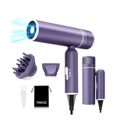 Ionic Hair Dryer – Foldable Lightweight Blow Dryer with Diffuser for Smooth Styling (Green)