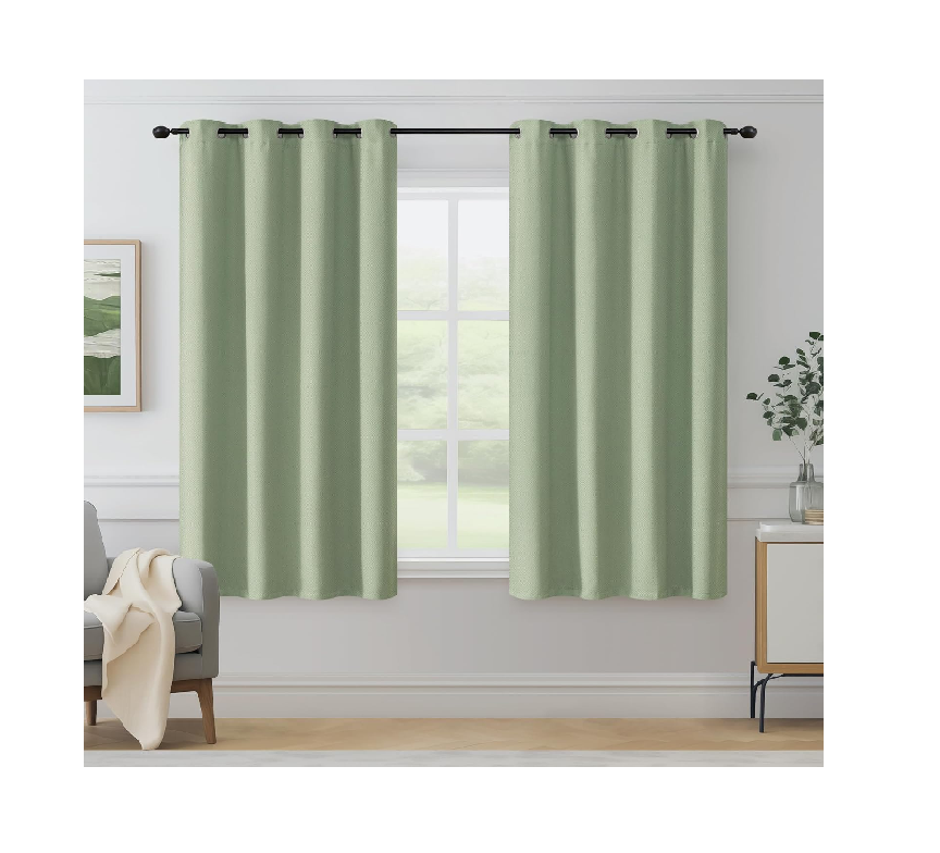 Blue Herringbone Eyelet Curtains – Thermal Insulated 72 Inch Drop, 2 Panels