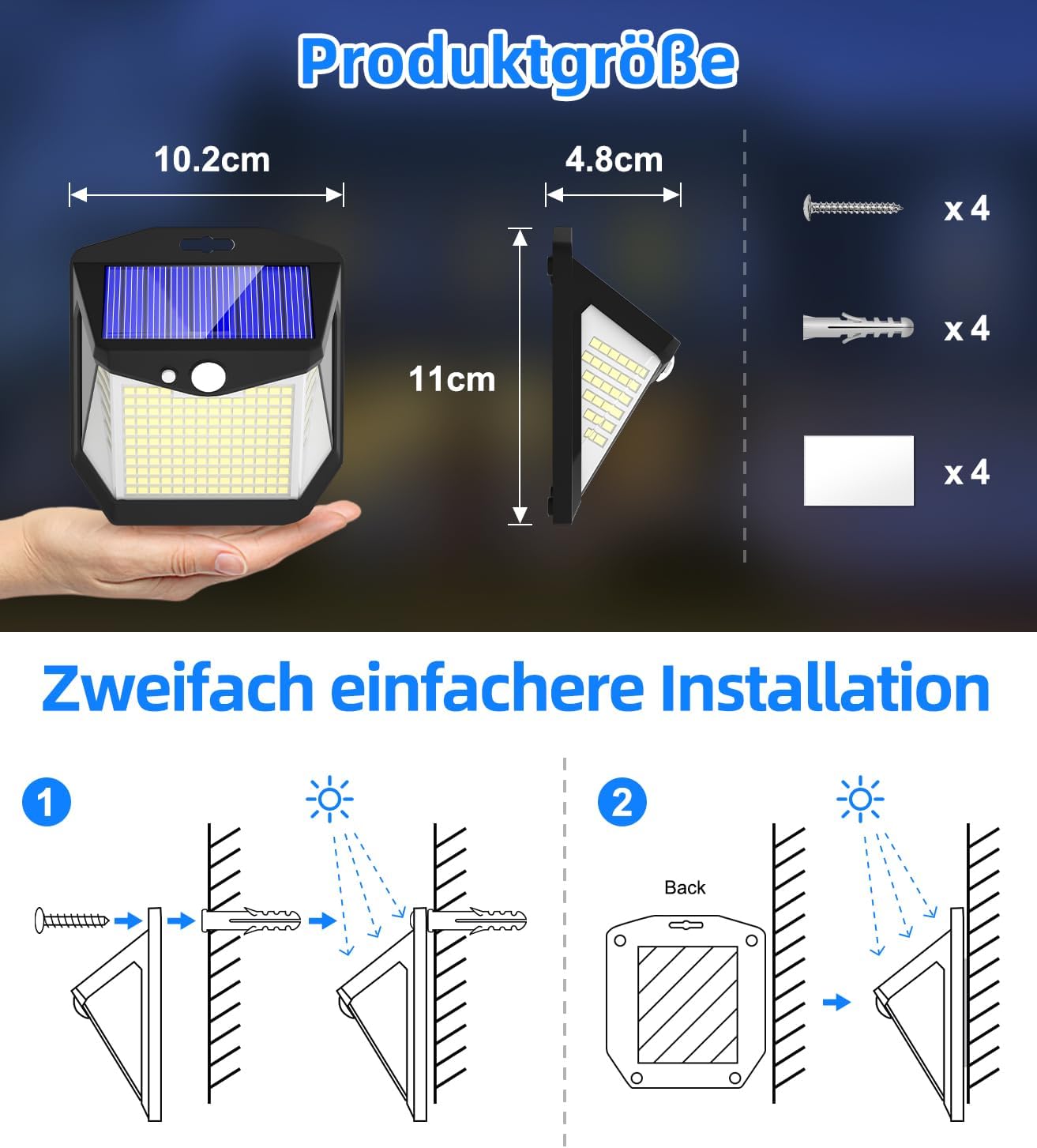4 Pack Solar Motion Sensor Lights