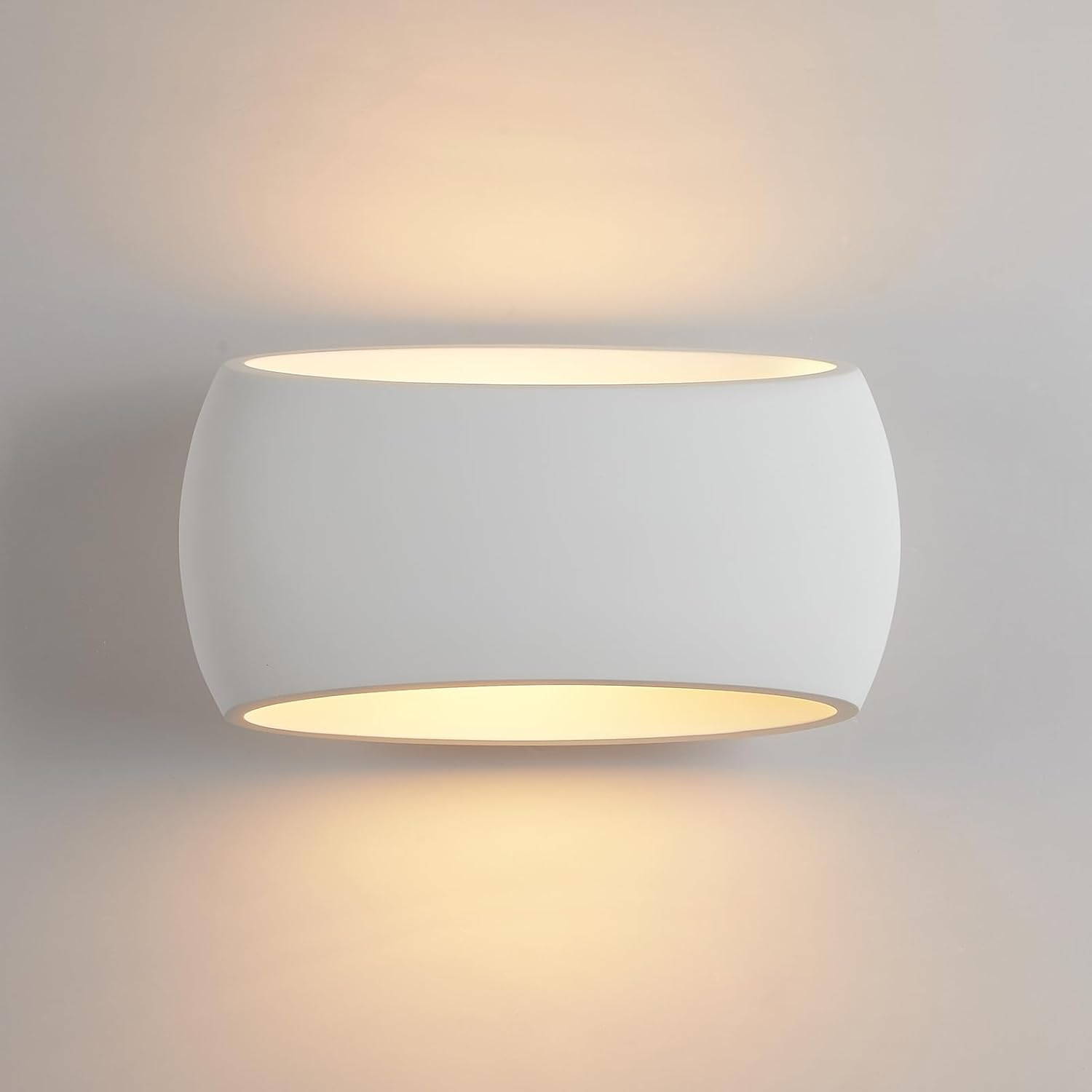 Indoor Wall Sconce Lights with White Oval Plaster Shade Fitting-Length 38CM