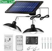LED Solar Pendant Hanging Light Dimmable Indoor Outdoor Garden Yard Shed Lamp