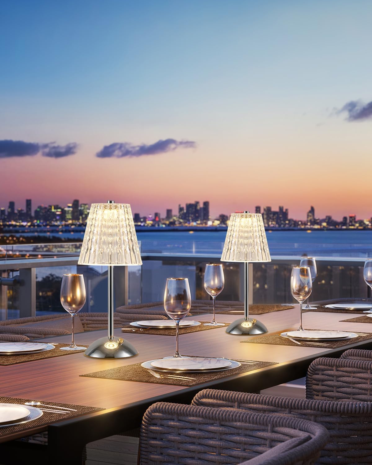 Rechargeable Gold Table Lamp, Touch Dimmable LED Desk Light