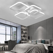 LED Ceiling Light with Remote – 4 Square Black Modern Chandelier
