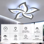 55W LED Ceiling Chandelier with RGB Backlight – Stylish Star Design, Dimmable Remote Control Lighting