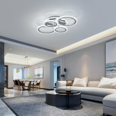Modern 4-Ring LED Ceiling Light 58W Dimmable with Remote