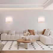 E27 Wall Light with Switch & White Fabric Shade – Semi-Circle Sconce for Bedroom & Living Room