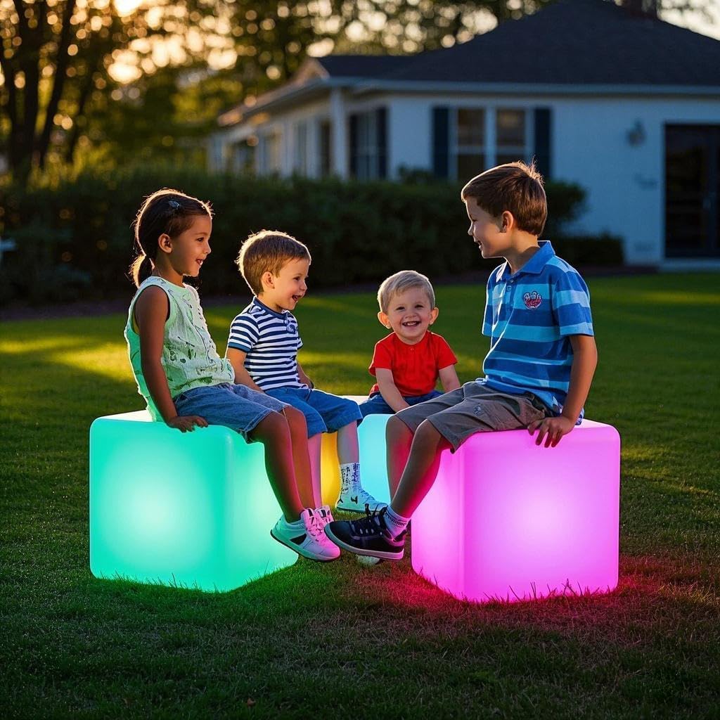 16" Waterproof Color Changing LED Cube Stool Lamp