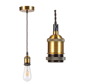 Vintage Ceiling Pendant Light Fitting, Brown Twisted Braided Flex,E27 Lamp Holder Suspended Pendant Light Fitting Kit-Antique