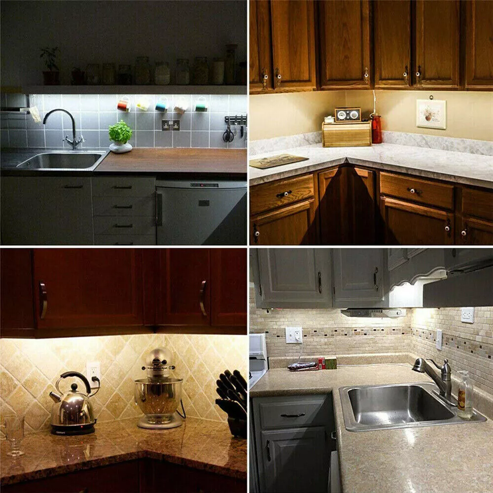 LED Strip Lights Under Cabinet - 4 Pack, Plug-In Linkable for Kitchen, Cupboard & Counter Lighting