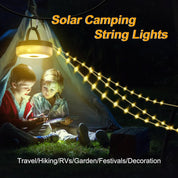 Solar Camping String Lights, 42Ft, 160 LED, USB Rechargeable