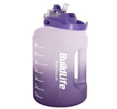 2.5L Sports Water Bottle – BPA-Free Leakproof Bottle with Straw & Flip Cap, Black