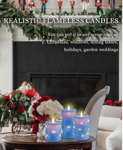 Flameless LED Candles with Starry String Lights – 3-Pack Real Wax, Remote & Timer Function