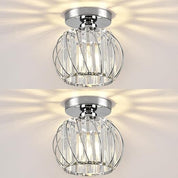 Small Crystal Flush Mount Ceiling Light with Black Shade