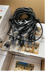 Outdoor Lights Mains Powered, 48FT LED S14 Shatterproof Festoon Lights with 15 LED Bulbs