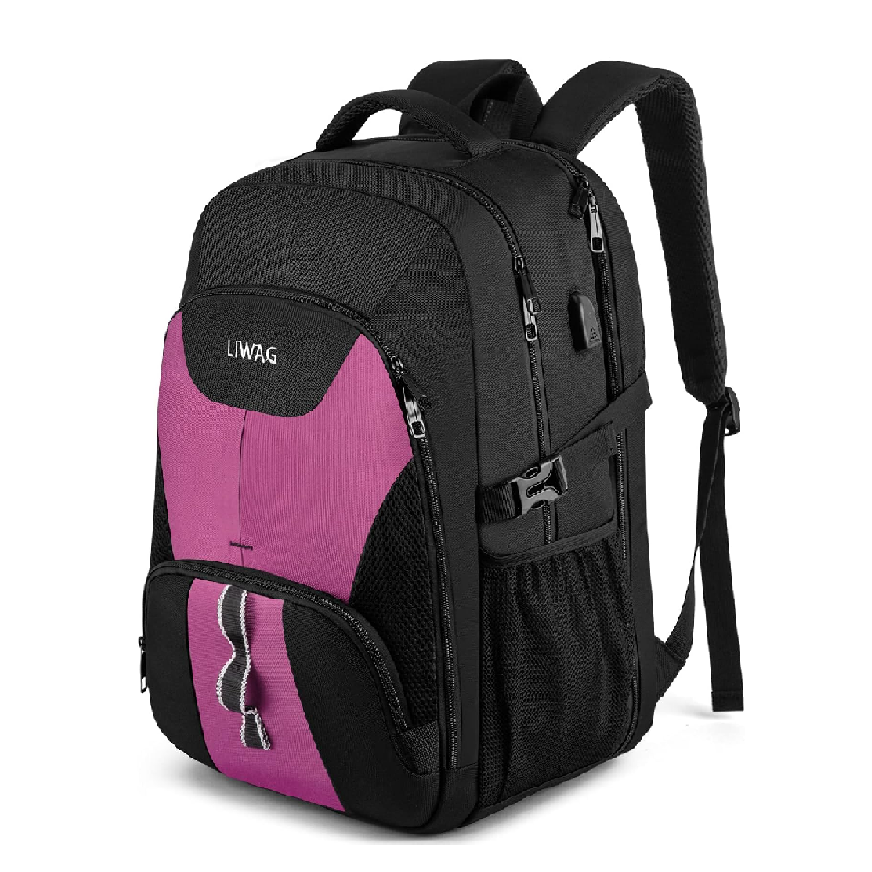 Extra Large 50L Laptop Backpack – 17" Water-Resistant USB Travel Rucksack Black