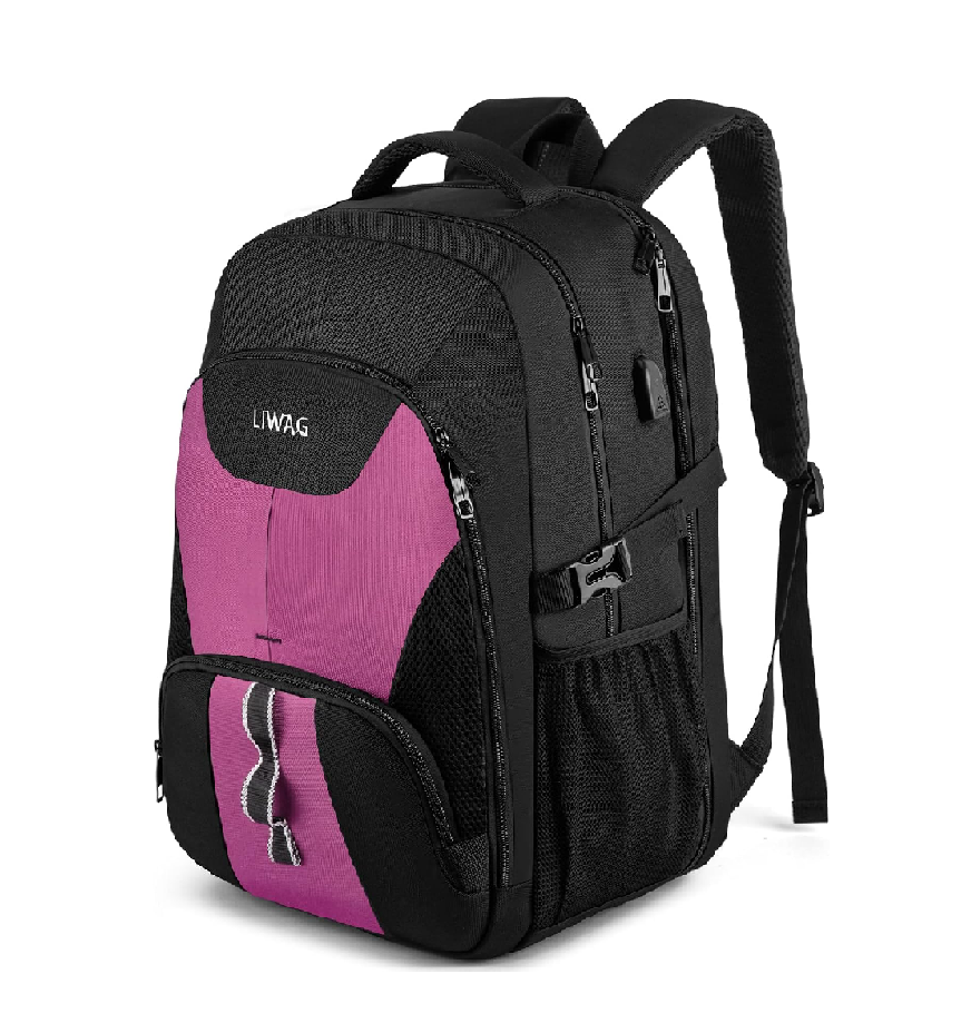 Extra Large 50L Laptop Backpack – 17" Water-Resistant USB Travel Rucksack Black