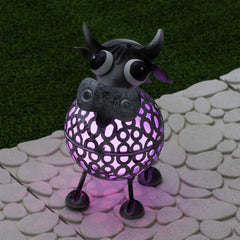 Cow Metal Scroll Garden Lights with Colour Changing LED Lights | Garden Lights Solar Powered Waterproof Outside Lights & Garden Gifts