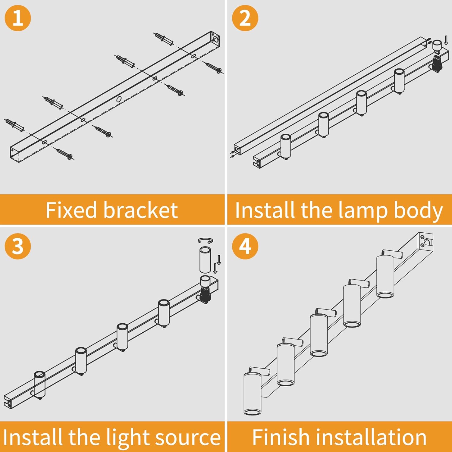 Black 5-Way Ceiling Spotlight with Adjustable Rotatable LED Lights