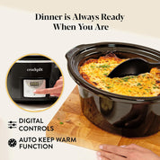 Crockpot Digital Slow Cooker 3.5L for 3-4 People – Programmable Timer, Black, UK 3-Pin Plug – Easy & Convenient Cooking
