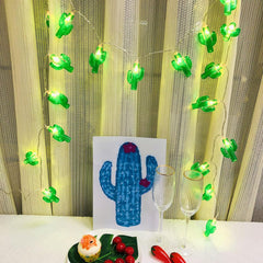 Cactus String Lights—Mexico Style, 9.8ft with 20 LED Fairy Lights, Battery-Powered for Party, Home, Garden, and Patio Décor