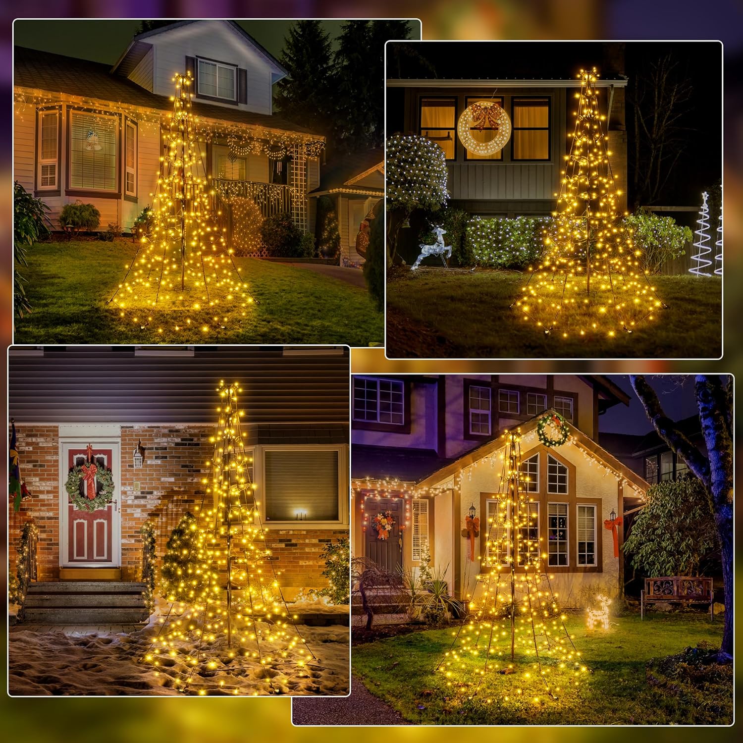Metal frame Christmas tree light for lawn décor