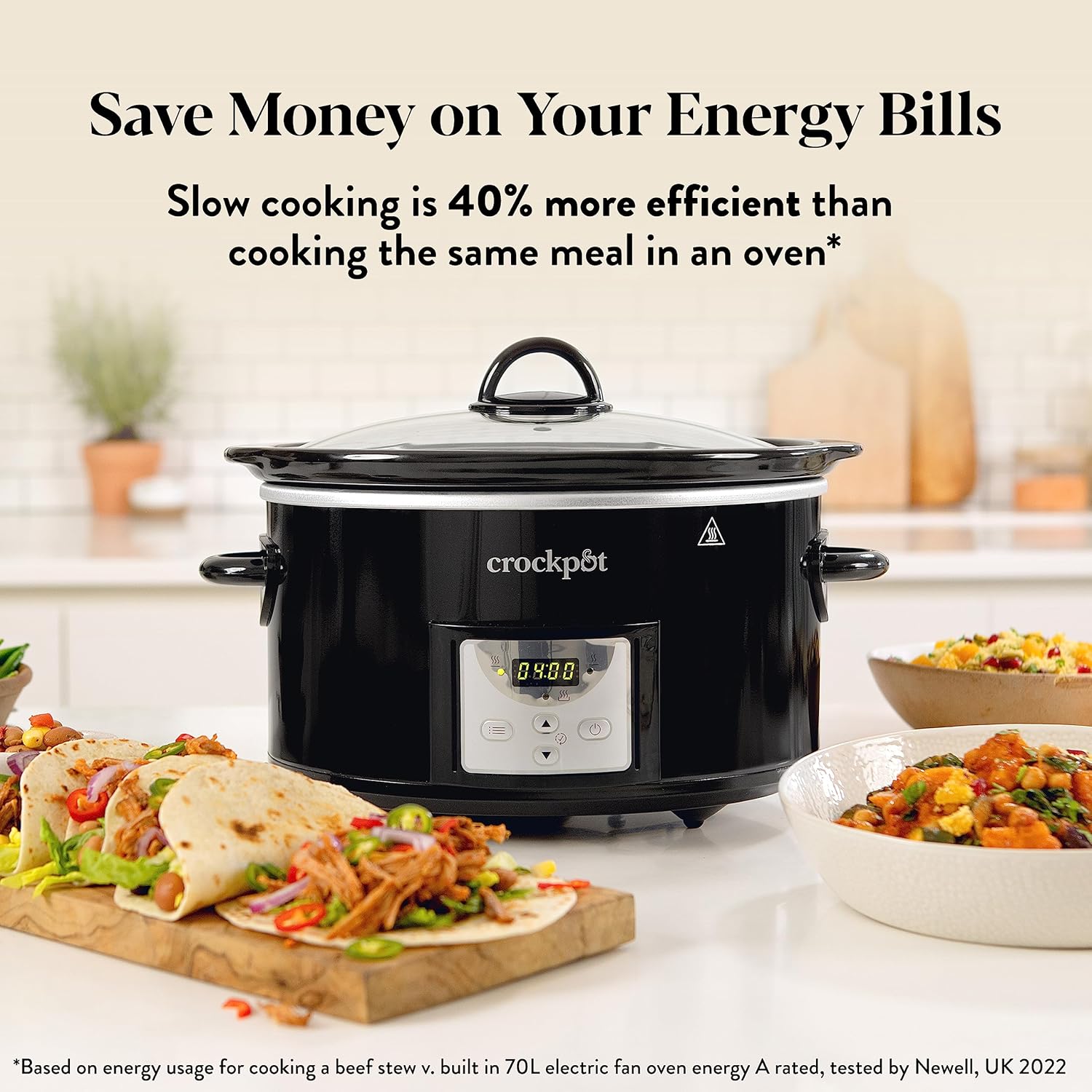 Crockpot Digital Slow Cooker 3.5L for 3-4 People – Programmable Timer, Black, UK 3-Pin Plug – Easy & Convenient Cooking