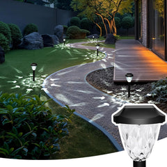 GIGALUMI Solar Lights Outdoor Garden – 12-Pack LED Lights with Decorative Patterns, Waterproof, Auto On/Off Solar-Powered for Walkways, Driveways, Lawns, and Pathways (Cold White)