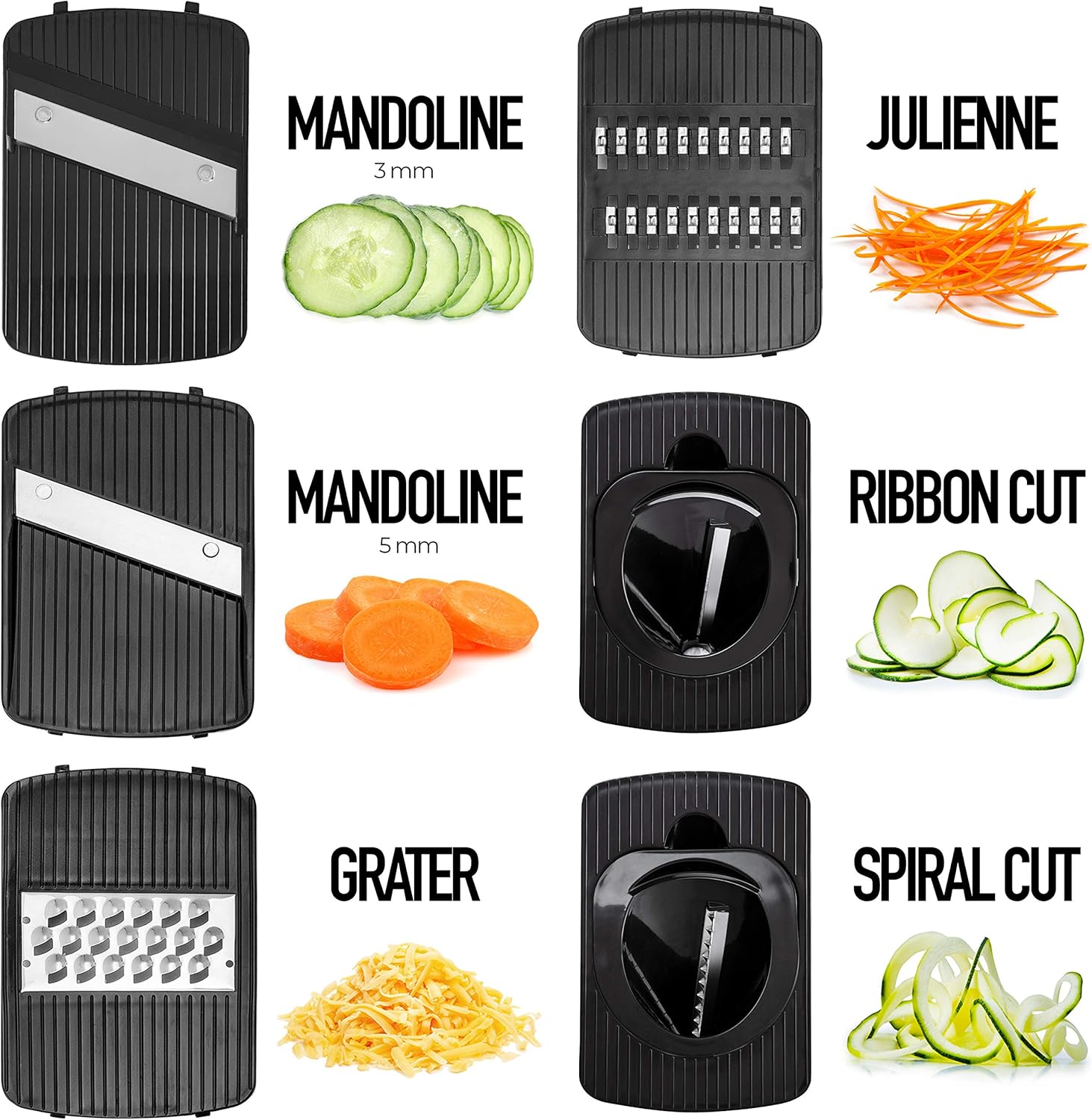 6-in-1 White Mandoline Vegetable Slicer – Multifunctional Food Cutter & Cheese Grater