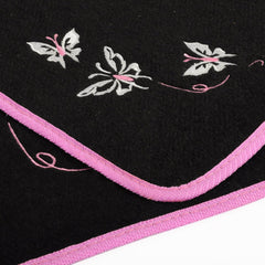 Universal Car Floor Mats Set of 4 – Black with Pink Edging & Butterfly Design