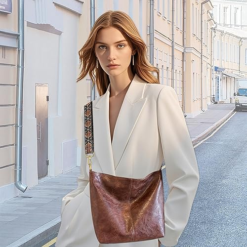 Women’s Fashion Hobo Bag – Vegan Leather Crossbody Purse with Adjustable Guitar Strap