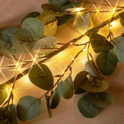 LED Willow Vine Garland with Eucalyptus Leaves, 6FT Artificial Tree Branch Fairy Lights with 96 LEDs for Indoor Christmas Home Décor