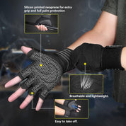 Ventilated Weight Lifting Gloves with Wrist Wraps – Gym Training Gloves for Men & Women