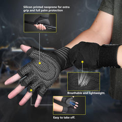 Ventilated Weight Lifting Gloves with Wrist Wraps – Gym Training Gloves for Men & Women