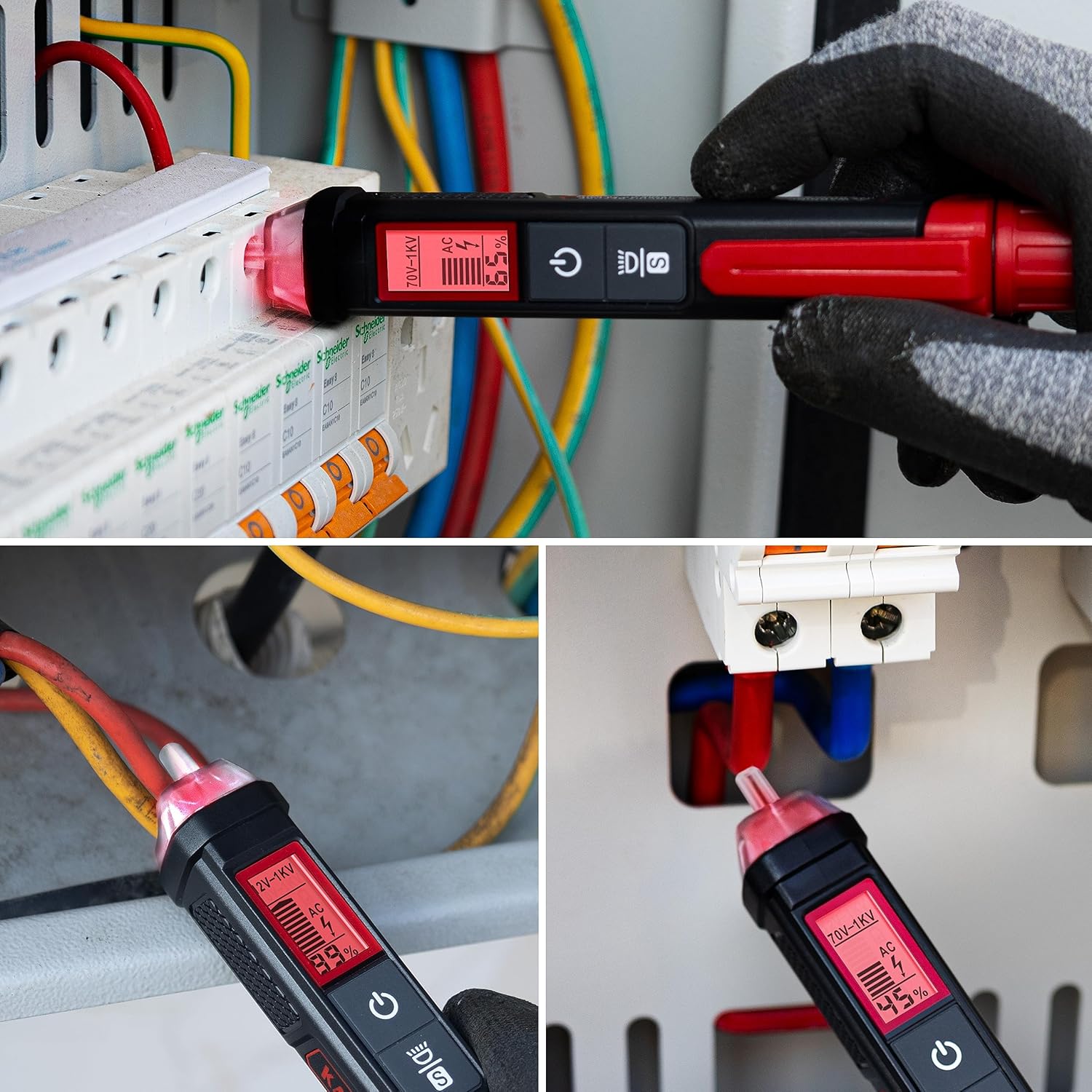 KAIWEETS HT100S Voltage Tester, Dual-Range 12V-1000V/70V 1000V Non-Contact Electric Tester, Sensitivity Electric Compact Pen with NCV, LED Flashlight, Buzzer Alarm, Wire Breakpoint Finder