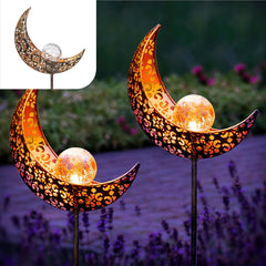 Solar lights outdoor garden - Set of 2 Garden ornaments outdoor as garden lights - moon lights solar garden light - garden solar lights outdoor waterproof