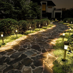 Solar Lights Outdoor Pathway,12 Pack Solar Walkway Lights Outdoor,Garden Led Lights for Landscape/Patio/Lawn/Yard/Driveway-Warm White (Stainless Steel)