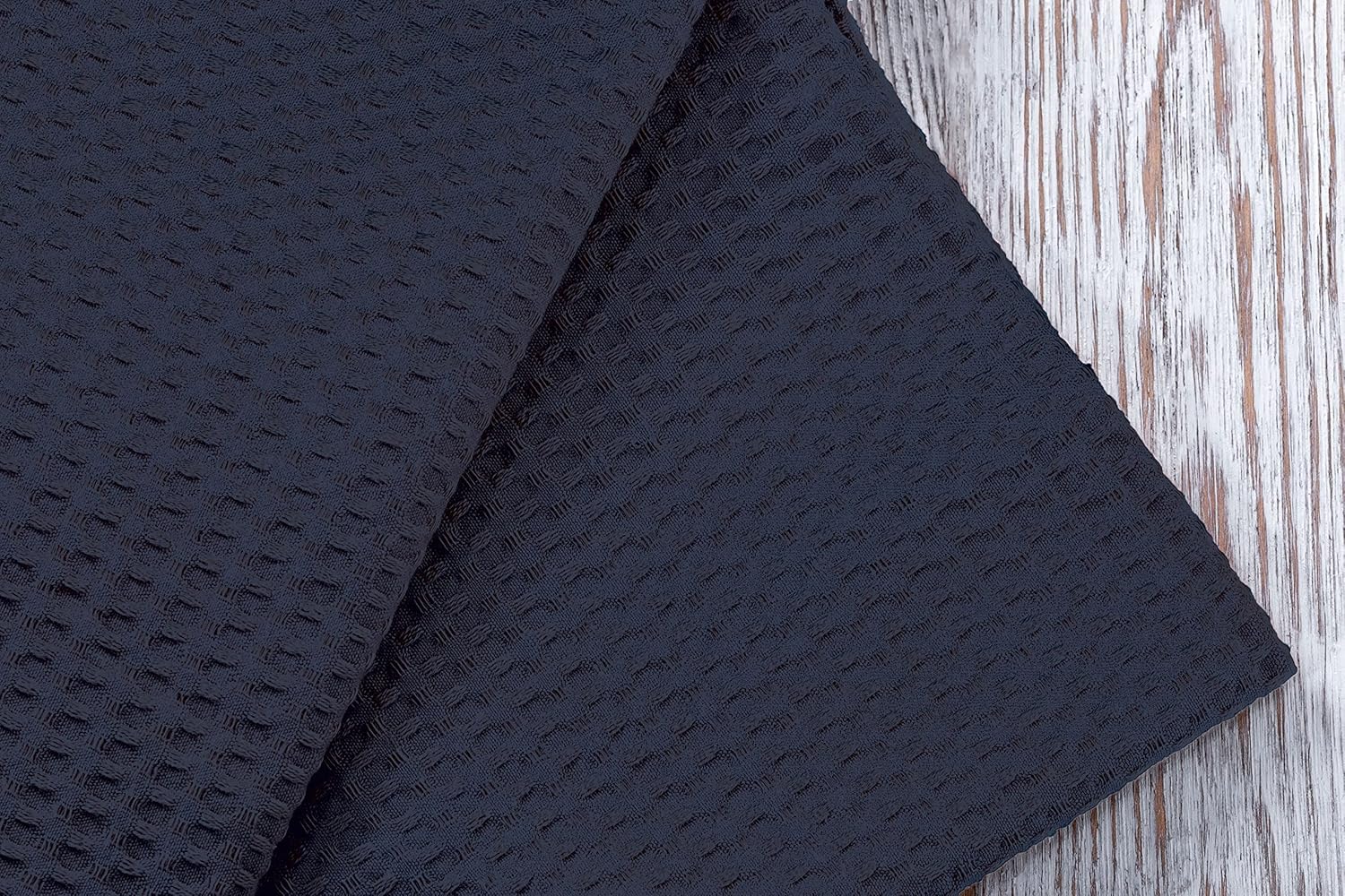 Pagnanno Hotel Quality Waffle Weave Tea Towels – 100% Cotton, Fast Drying, Pack of 3, Navy 45x70cm
