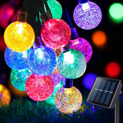 Solar String Lights Outdoor – 50 LEDs, Crystal Globe Lights, 8 Modes, 7M/24Ft, Waterproof Solar-Powered for Garden, Patio, Yard, Christmas, Parties, and Weddings