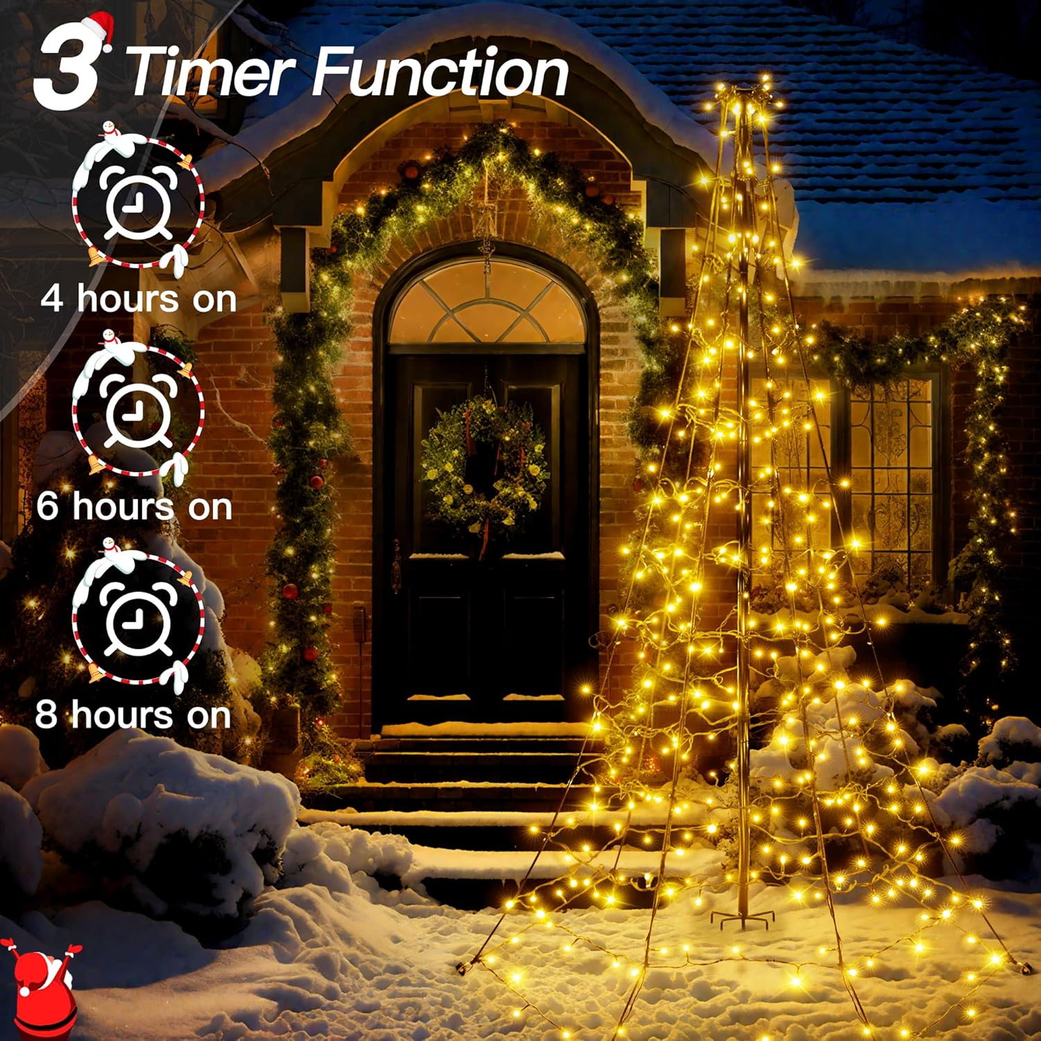 Pre-lit pole Christmas tree lights for yard