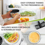 LEBENLANG Manual Food Chopper 1L with Lid & Whisk, BPA-Free Veg & Onion Dicer