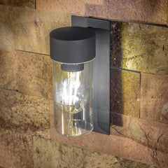 E27 LED Outdoor Outside Wall Light Lantern Clear Diffuser (Grey Tube)