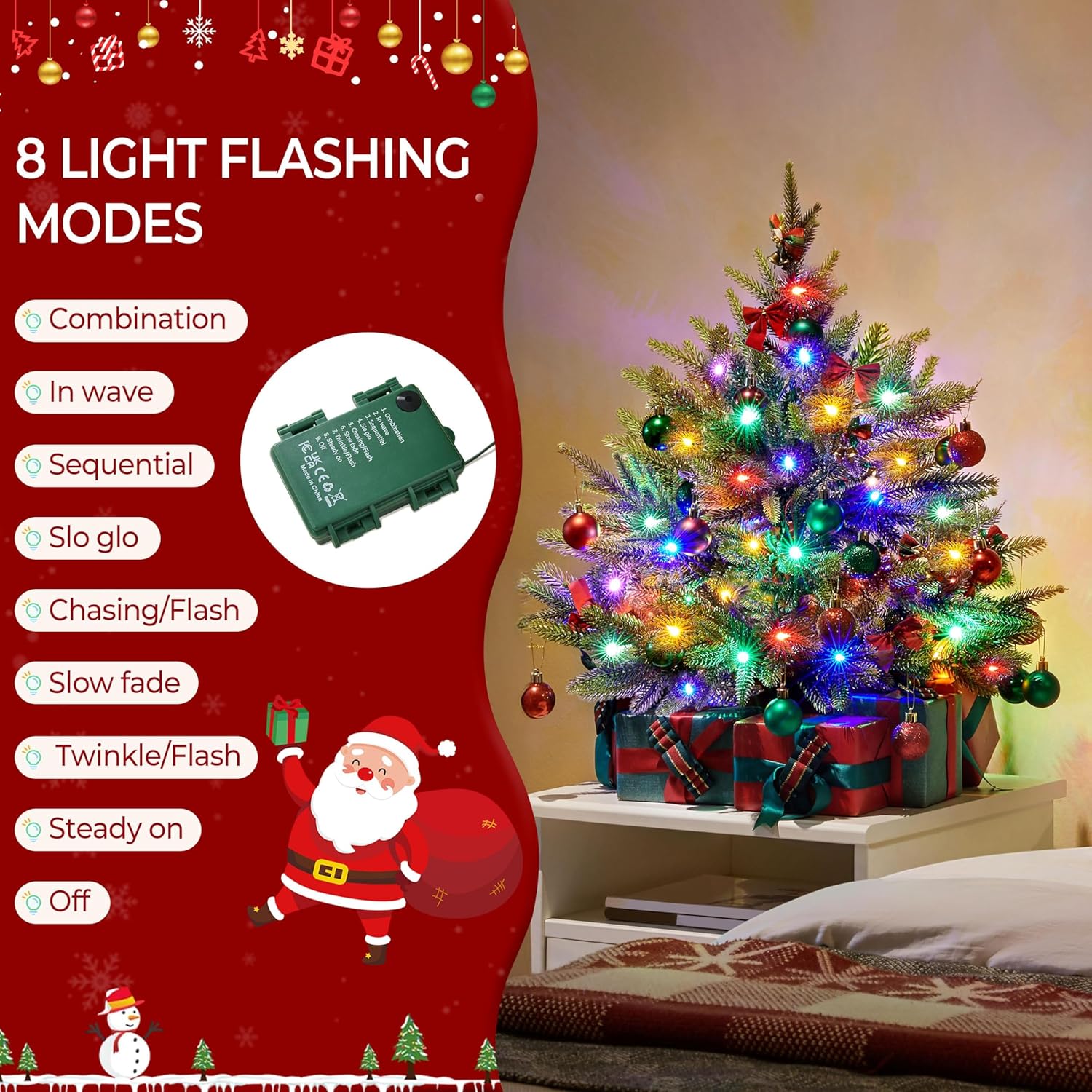 Compact pre-lit Christmas tree for desk decoration