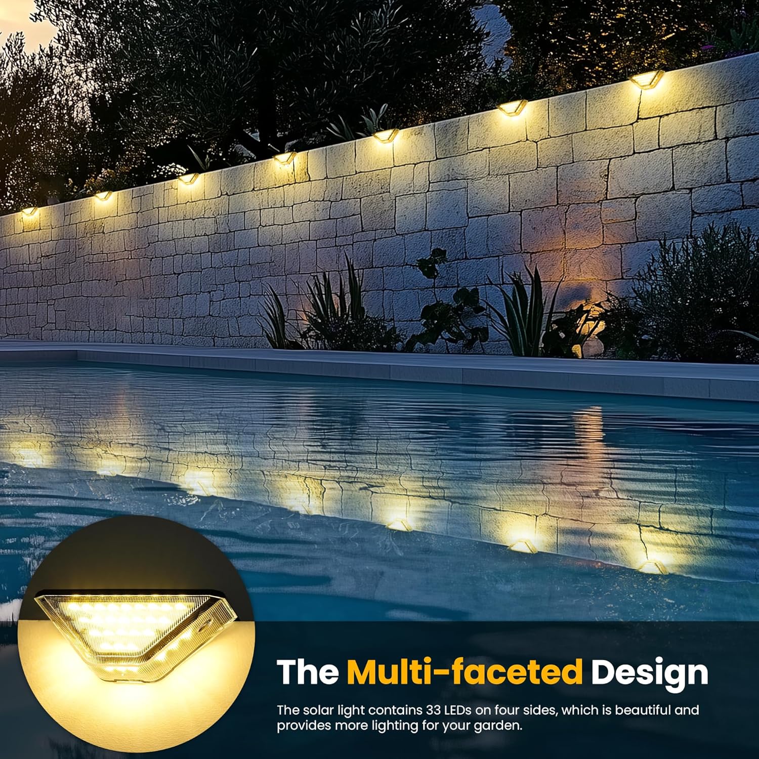 Solar Fence Lights – Outdoor Waterproof LED Wall & Step Lights for Garden, Patio, Yard, or Stairs (Warm White & Cool White Options) 10 packs