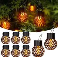 Solar Lights Outdoor Garden, 8 Pack Hanging Solar Lights Flickering Flame, Solar Ball Lights Outdoor Waterproof for Garden, Yard, Fence, Tree